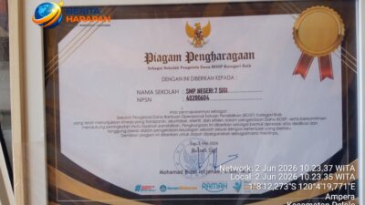 SMPN 7 Raih Penghargaan Sekolah Terbaik dalam Pengelolaan Dana BOS, Kepala Sekolah Semuel: Prestasi Ini Hasil Kerja Bersama